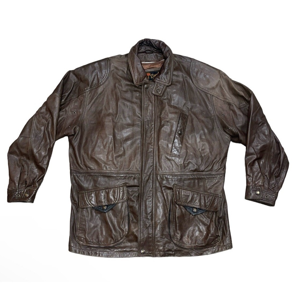 VTG Reed Sportswear Men's Leather Bomber Jacket Coat Thinsulate Lined Sz 46 BIG